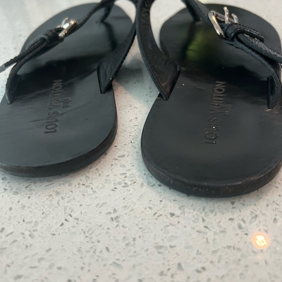 Louis Vuitton authentic sandal flip flops slides leather US size 10 black - Picture 11 of 13